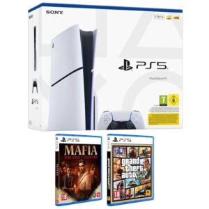 Consola Sony Playstation 5 - PS5 Slim Estándar 1TB/ Incluye Mando Dual Sense y Juego GTA V + Mafia: The Old Country/ Chassis E 8431305035329  SONY-PS5 SLIM GTAV MAFTOC