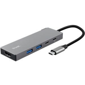 Docking USB Tipo-C Trust Dalyx/ 2xUSB/ 1xHDMI 4K/ 2xUSB Tipo-C/ Gris 8713439260625 26062 TRU-HUB DALYX 5 EN 1 GY