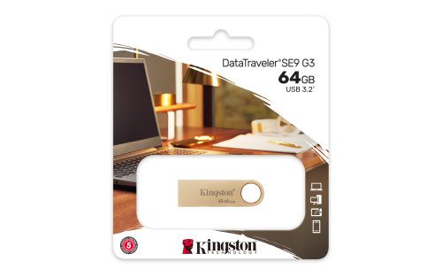 Kingston Technology DataTraveler SE9 G3 unidad flash USB 64 GB USB tipo A 3.2 Gen 1 (3.1 Gen 1) Oro - Imagen 3