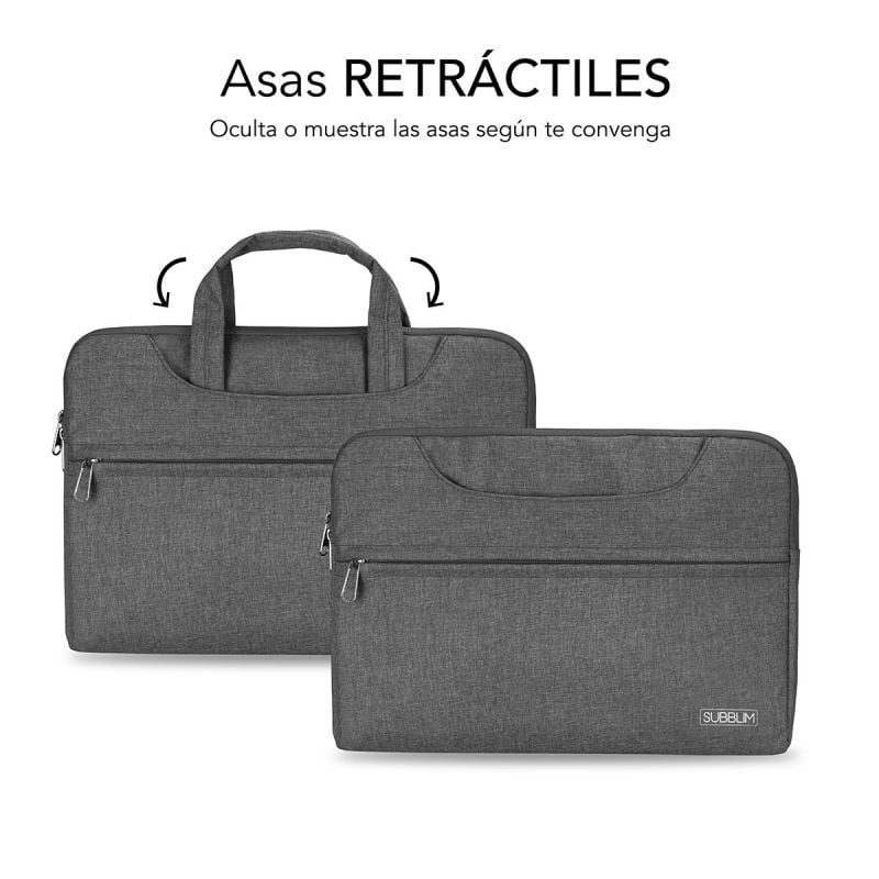 Maletín Subblim Business Laptop Sleeve para Portátiles hasta 15.6"/ Cinta para Trolley/ Gris - Imagen 3