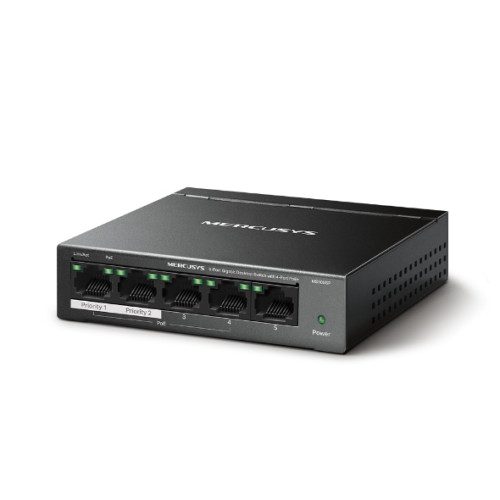 Mercusys MS105GP switch Gigabit Ethernet (10/100/1000) Energía sobre Ethernet (PoE) Negro - Imagen 2