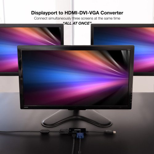 Nanocable Conversor DISPLAYPORT a HDMI/DVI/VGA, 20 cm, Negro - Imagen 4