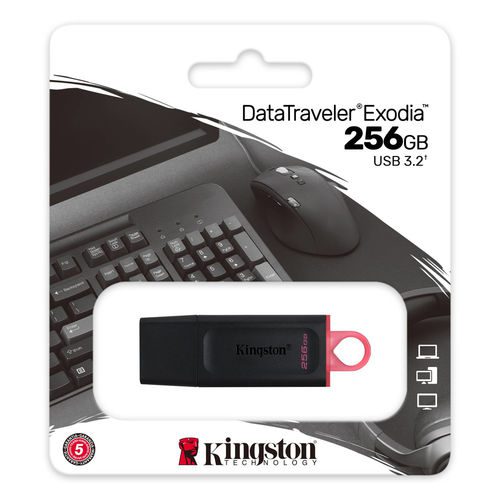 PENDRIVE KINGSTON 256GB USB3.2 DT EXODIA GEN1 NEGRO/ROSA - Imagen 3