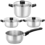 Pack Batería de Cocina Elite Monix M240001/ Cazo Ø14cm/ Ollas Ø24cm/ Cacerolas Ø20 - 24cm/ Acero Inoxidable/ Apta para Inducción 8435092434686 M240001 MON-BATERIA M240001