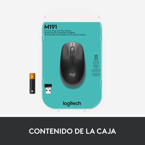 RATON LOGITECH M190 INALAMBRICO 1000 DPI GRIS MARENGO - Imagen 7