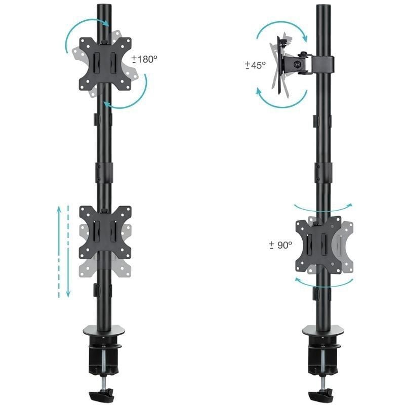 Soporte de Mesa para 2 Monitores TooQ DB1233TNV-B/ Giratorio/ Inclinable/ hasta 8kg - Imagen 2