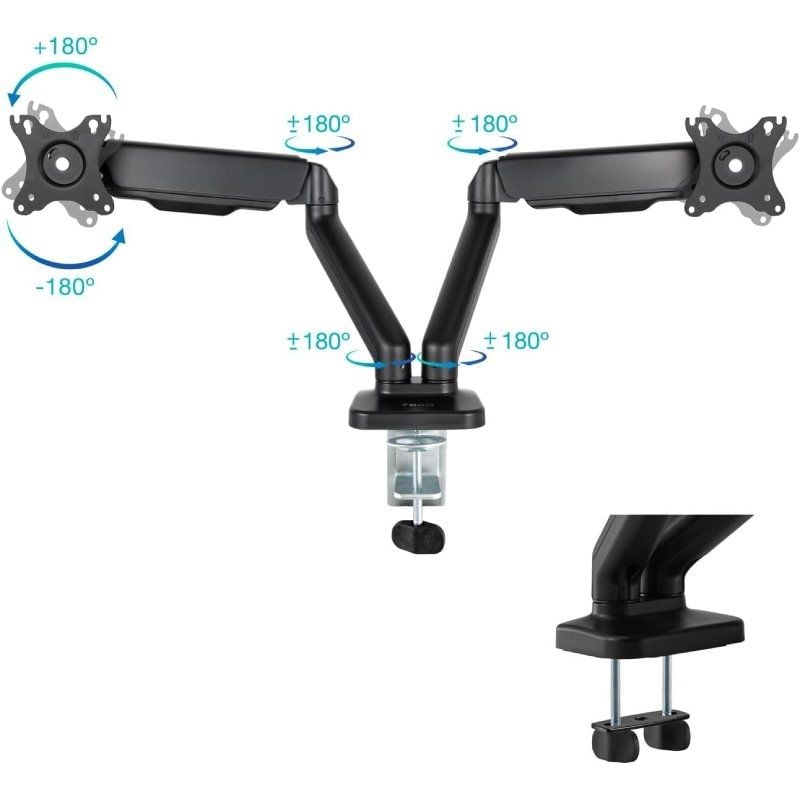 Soporte de Mesa para 2 Monitores TooQ DB5132TNR-B/ Giratorio/ Inclinable/ hasta 9kg - Imagen 3