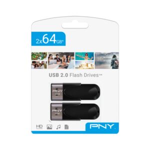 USB 2.0 PNY TWIN PACK 2x64GB ATTACHE 4 NEGRO 3536403368517 FD64GATT4X2-EF
