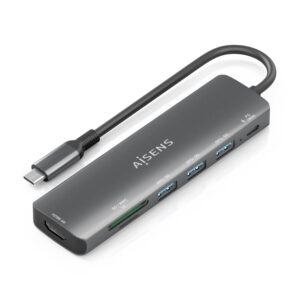 USB-C DOCK AISENS 7 EN 1 USB-C A HDMI 3XUSB-A USB-C PD 100W SD MICRO SD 8435739903148 ASUC-7P025-GR