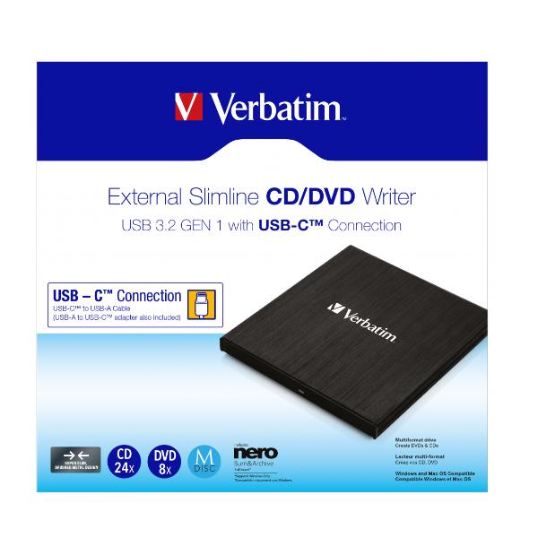 Lector cd - dvd slim verbatim usb tipo c - Imagen 2