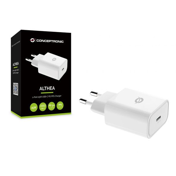 Cargador conceptronic carga rapida pd 1 puerto usb tipo c althea - 25w - blanco - Imagen 3