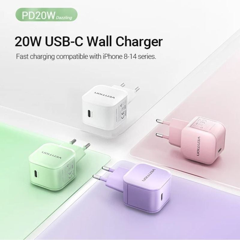 Cargador de Pared GaN Vention FEJG0-EU/ 1xUSB Tipo-C/ 20W - Imagen 2