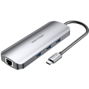 Docking USB Tipo-C Vention TOLHB/ 1xHDMI 4K/ 3xUSB/ 1xUSB Tipo-C PD/ 1xRJ45/ 1xLector Tarjetas SD/ 1x MicroSD/ Jack 3.5/ Gris 6922794753457 TOLHB VEN-DOCK TOLHB