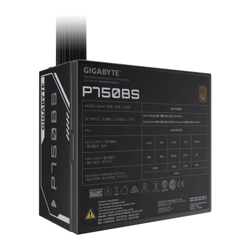 GIGABYTE P750BS Fuente de Alimentación - PCI-E 6+2 Pin x 4, 80 PLUS Bronze, Ventilador de 120 mm, Compatible con ATX, Enchufe EU - Imagen 6