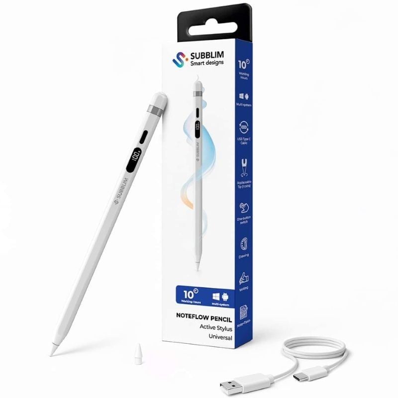 Lápiz Electrónico Subblim NoteFlow Pen para Android y Windows/ Blanco 8436586743826 SUBPEN-UN0001 SUB-PENCIL NTFLOW P UN