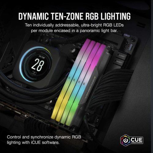 MEMORIA CORSAIR DDR5 32GB 2X16GB PC5200 VENGEANCE RGB CMG32GX5M2B5200Z40 - Imagen 2