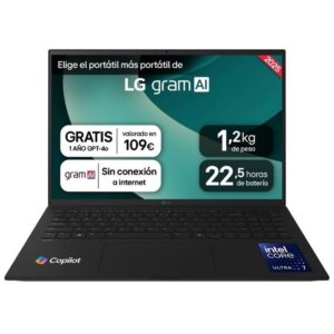 Portátil LG Gram 16ZD90T-G AX88B Intel Core Ultra 7-255H/ 32GB/ 1TB SSD/ 16"/ Sin Sistema Operativo 8806096666708 16ZD90T-G.AX88B LGP-16ZD90T-G AX88B