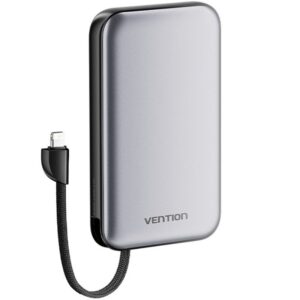 Powerbank 10000mAh Vention I12IA/ 20W/ Negra/ Incluye Cable USB Tipo-C y Lightning 6922794785212 I12IA VEN-BAT I12IA