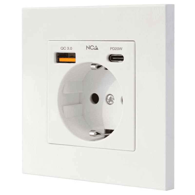 Roseta de Pared Nanocable 10 35 0011/ 1 Schuko/ 1 USB Tipo-C/ 1 USB 8433281016651 10.35.0011 NAN-ROS 10 35 0011