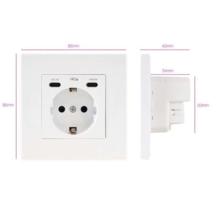 Roseta de Pared Nanocable 10 35 0012/ 1 Schuko/ 2 USB - Imagen 2