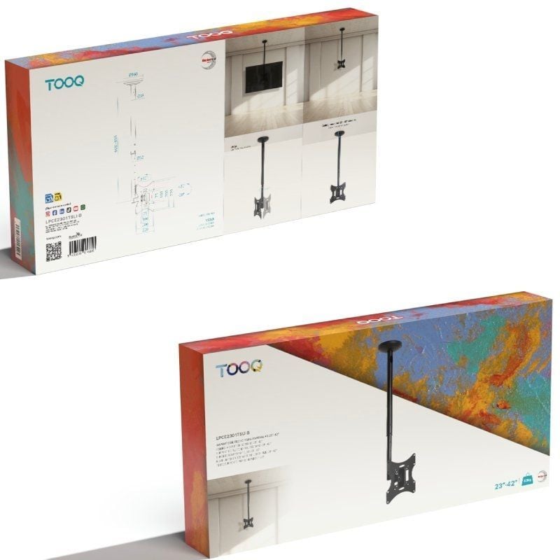 Soporte de Techo Giratorio/ Inclinable/ Nivelable TooQ LPCE2301TSLI-B para TV de 23-42"/ hasta 30kg - Imagen 5