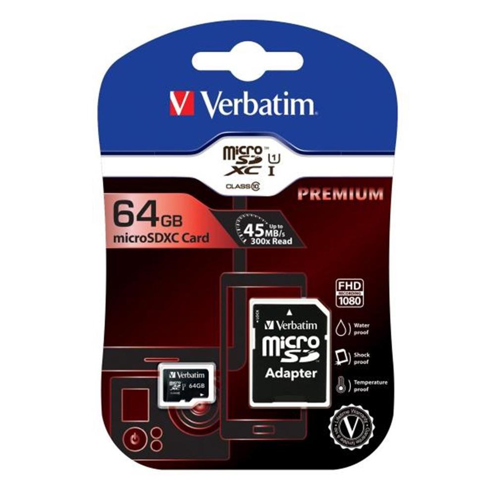 0023942440840 | P/N: 44084 | Cod. Artículo: DSP0000035887 Tarjeta memoria micro sd verbatim 64gb c10 + adaptador