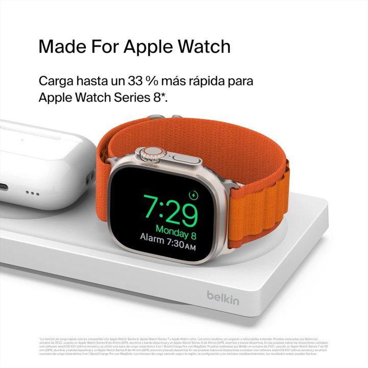 Base de carga inalambrica belkin wiz016vfwh magsafe 3 en 1 apple iphone airpods watch blanco - Imagen 3