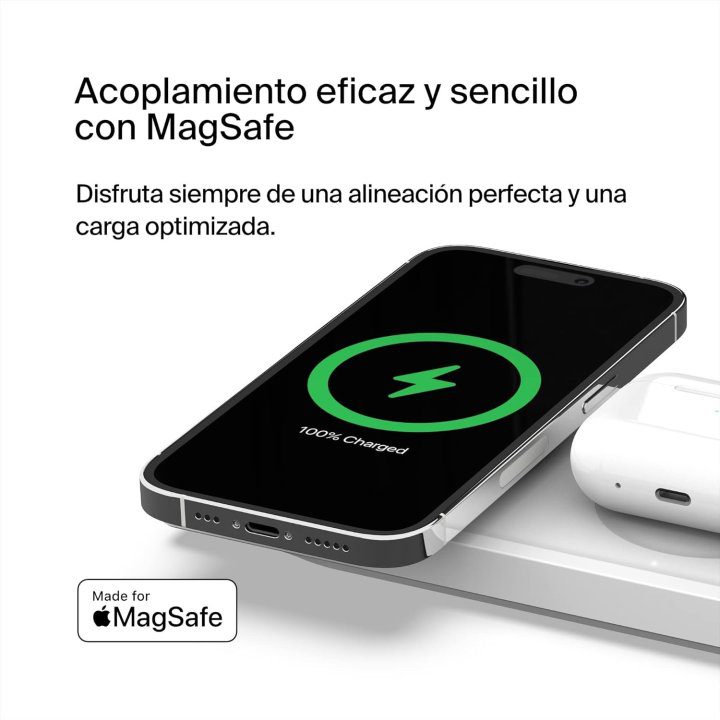 Base de carga inalambrica belkin wiz016vfwh magsafe 3 en 1 apple iphone airpods watch blanco - Imagen 4