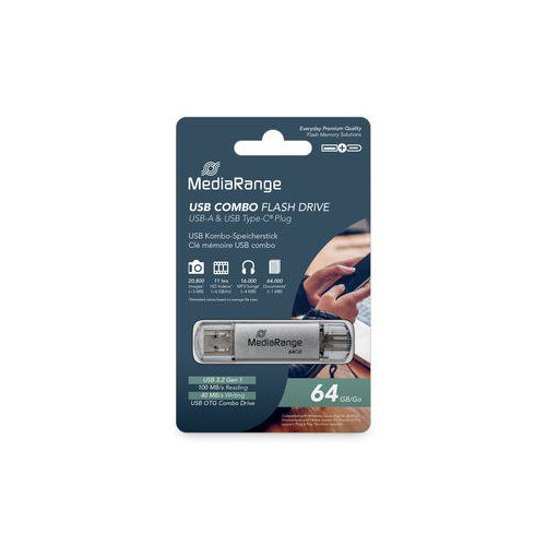 4260664879732 PENDRIVE COMBO 64GB USB 3.2 MEDIARANGE HIGH P. MR937-1 A0056196 Mediarange Almacenamiento MR937-1