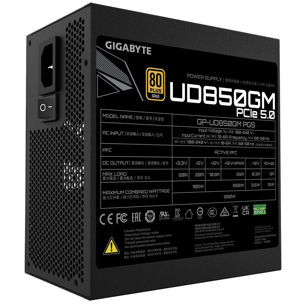 Fuente alimentacion gigabyte gp - ud850gm pg5 v2 gaming atx 850w - Imagen 5
