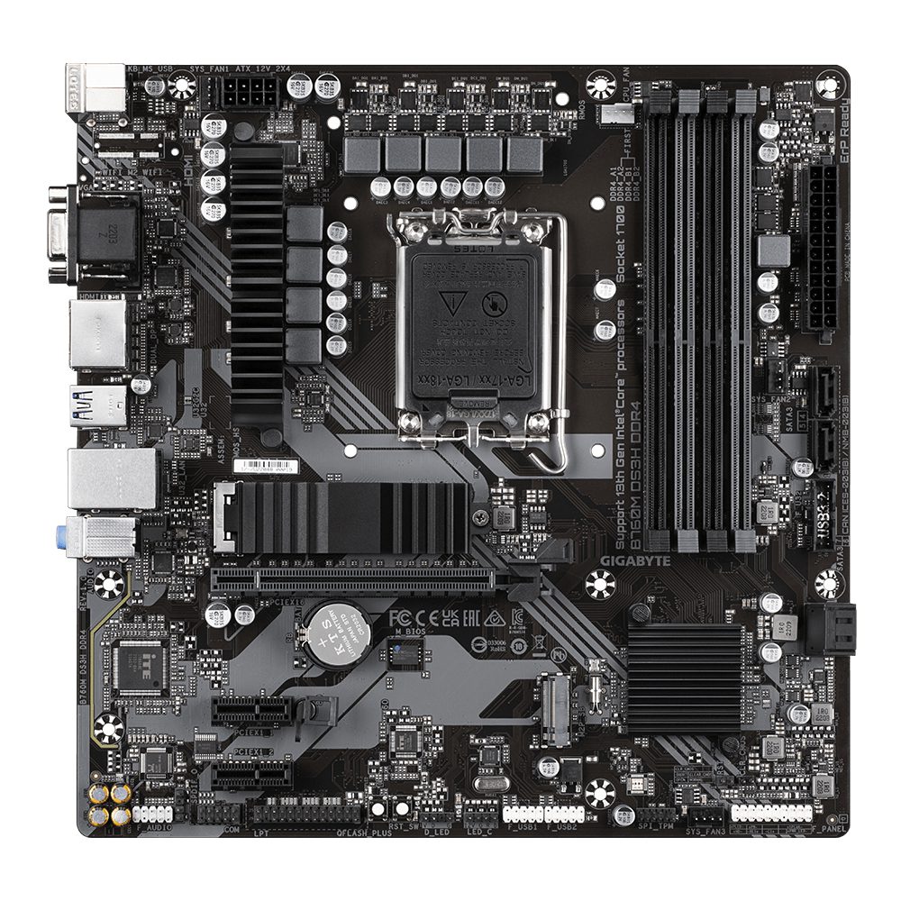 Placa base gigabyte b760m ds3h ddr4 1700 m - atx - 4x ddr4 - 4x sata 6gb - s - 3x usb 3.2 - 2x usb 2.0 - Imagen 2