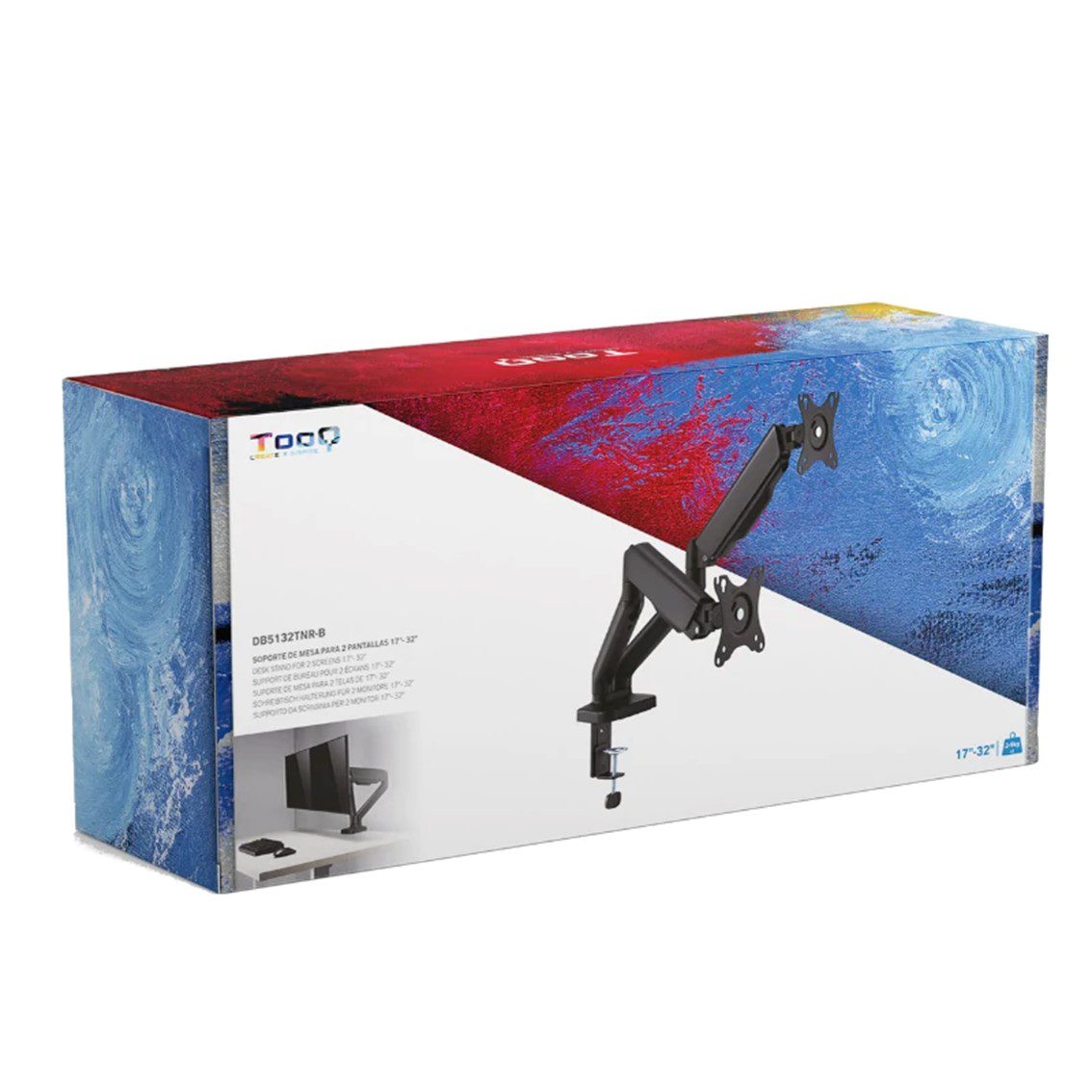 Soporte mesa tooq 2 brazos hasta 32 pulgadas 100x100 max 9kg - Imagen 4