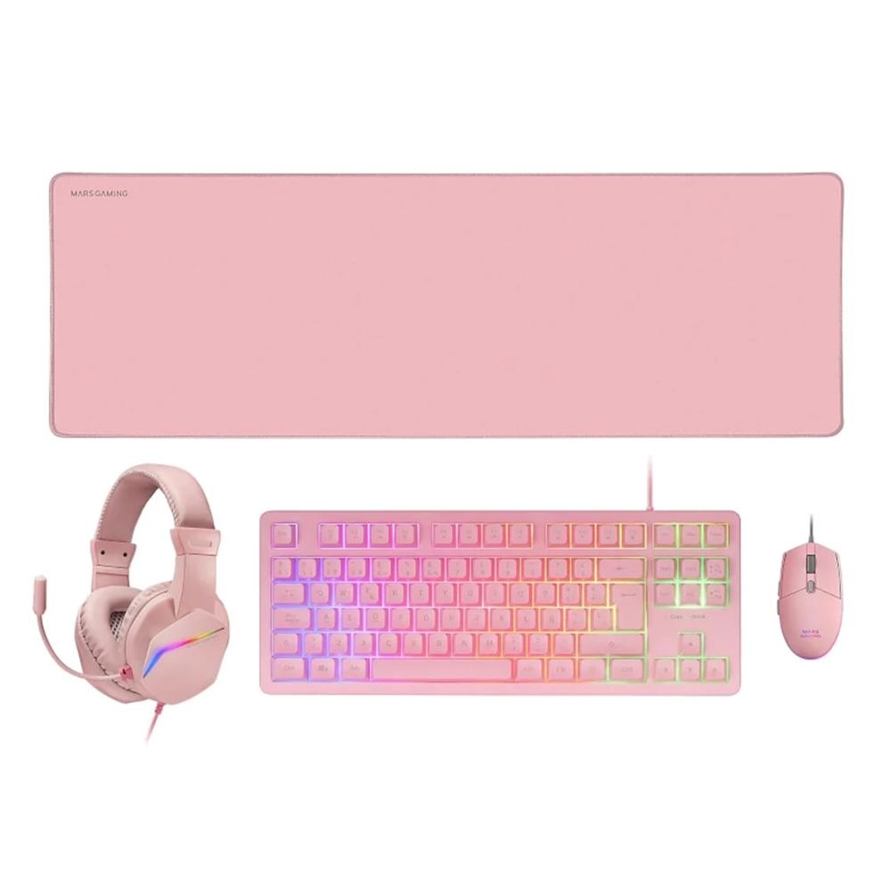 8435693103387 | P/N: MCPRGB3PES | Cod. Artículo: DSP0000022352 Teclado + raton 4 en 1 mars gaming mcp - rgb3p rosa