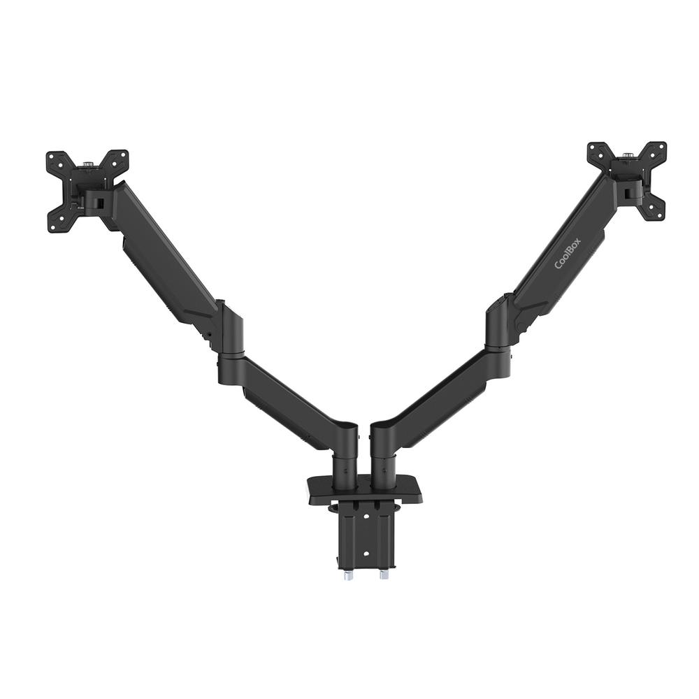 Soporte 2 monitores coolbox hasta 32 pulgadas abrazadera articulado - Imagen 3
