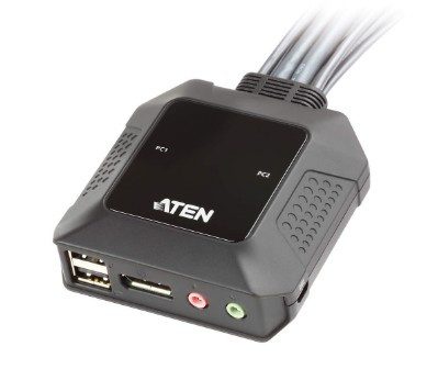 ATEN SWITCH KVM FORMATO CABLE DISPLAYPORT USB DE 2 PUERTOS SELECTOR REMOTO DE PUERTO (CS22DP-AT) - Imagen 2