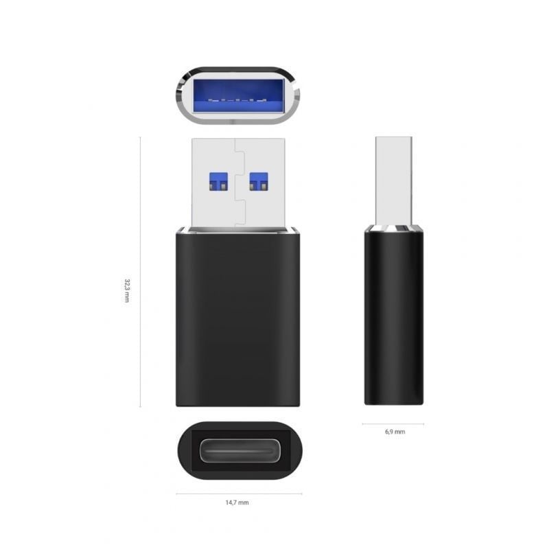 Adaptador USB 3.2 GEN2 Aisens A108-0678/ USB Tipo-C Hembra - USB Macho - Imagen 3