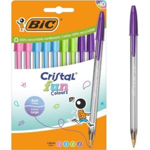 Bolígrafos de Tinta de Aceite Bic Cristal Fun 524176/ 10 unidades/ Colores Surtidos 3086123764064 524176 BIC-CRISTAL FUN SURTI 10U