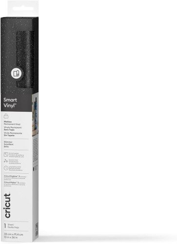 CRICUT SMART VINYL PERMANENT 33X91CM 1 SHEET (SHIMMER BLACK) 0093573752612 | P/N: 2011549 | Ref. Artículo: 1401743