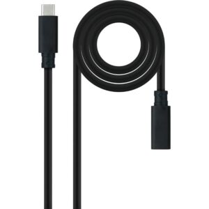 Cable Alargador USB Tipo-C 3.2 Nanocable 10.01.4501/ USB Tipo-C Macho - USB Tipo-C Hembra/ 1m/ Negro 8433281015364 10.01.4501 NAN-CAB 10 01 4501