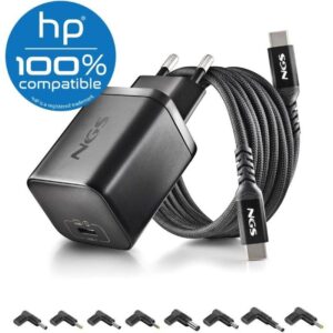 Cargador GaN de Portátil NGS BUD65W-H para HP/ 1xUSB Tipo-C/ 65W/ Automático/ 8 Conectores/ Voltaje 5-20V 8435430628197 BUD65W-H NGS-CAR BUD65W-H