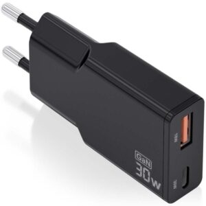 Cargador de Pared GaN Aisens ASCH-30W2P047-BK/ 1xUSB Tipo-C/ 1xUSB/ 30W/ Negro 8435739902547 ASCH-30W2P047-BK AIS-CARGA ASCH-30W2P047-BK