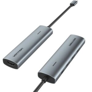 Docking USB Tipo-C Vention TGGHB/ 3xUSB/ 1xHDMI 4K/ 1xUSB Tipo-C PD/ Gris 6922794786707 TGGHB VEN-DOCK TGGHB