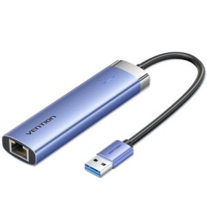 Hub USB 3.0 Vention TGFSB/ 3xUSB/ 1xRJ45/ 1xUSB Tipo-C PD/ Azul 6922794781245 TGFSB VEN-HUB TGFSB