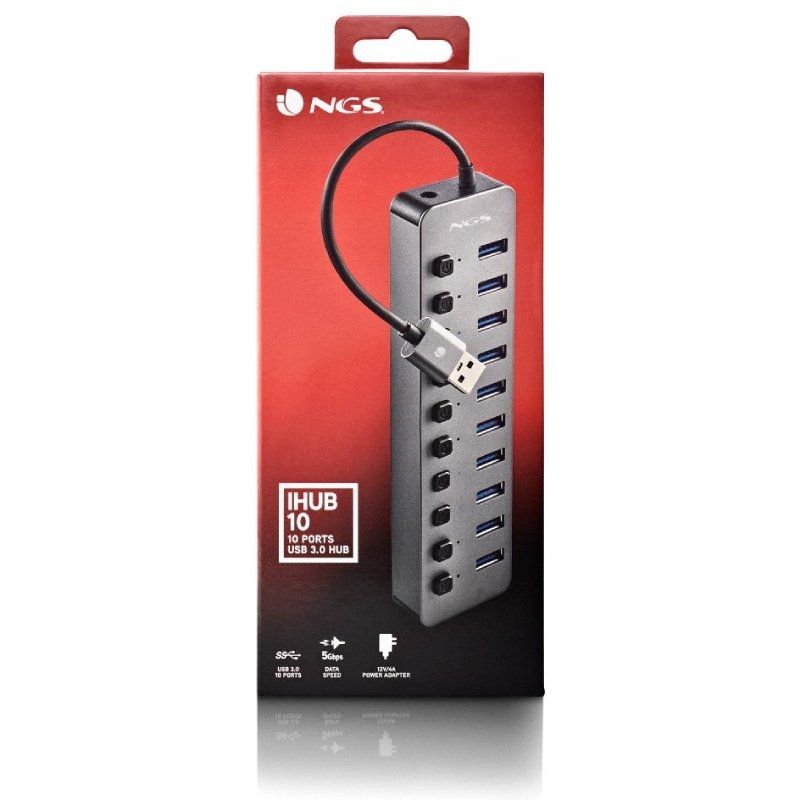 Hub USB NGS IHUB10/ 10xUSB 3.0/ Gris - Imagen 5