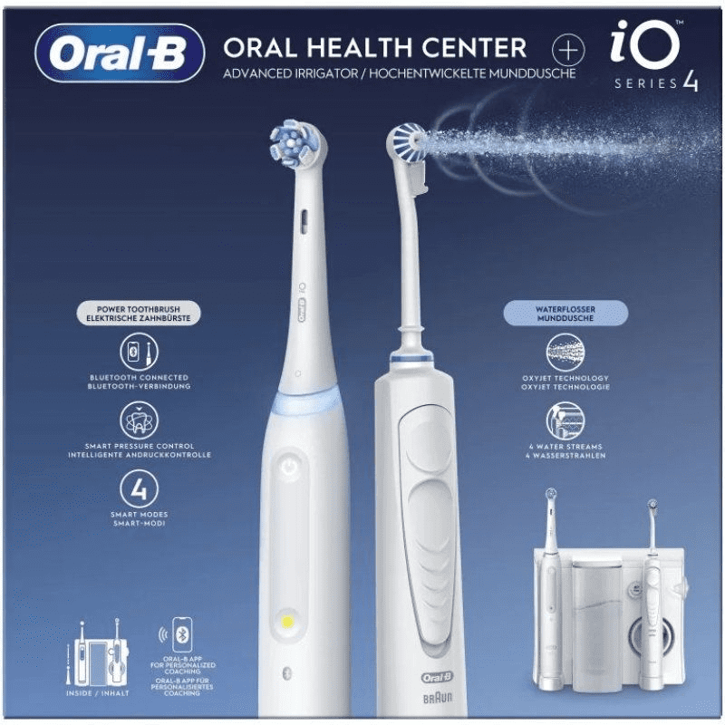 Irrigador Bucal Braun Oral-B Oxyjet + Cepillo IO Series 4/ Blanco/ Incluye 2 Recambios 8006540841068 ORAB-PAE-IRRI OXJET IO4 WH2R