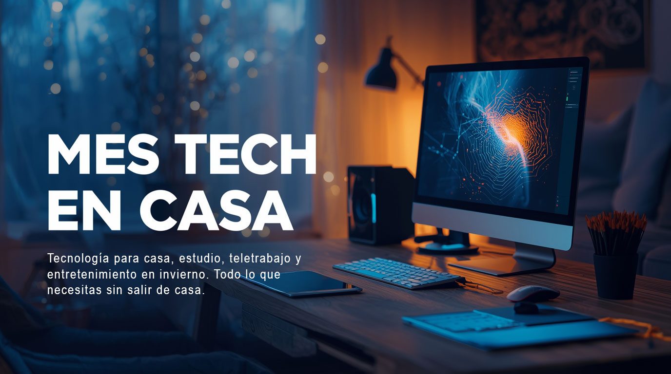 pc de escritorio moderna en un ambiente acogedor, con un diseño tecnológico y un fondo iluminado suavemente.