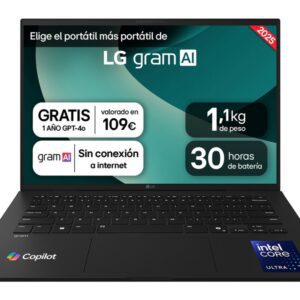 PORTATIL LG GRAM U7-255H 32GB 1TB 14"WUXGA FreeDOS 8806096666722 14ZD90T-G.AX88B