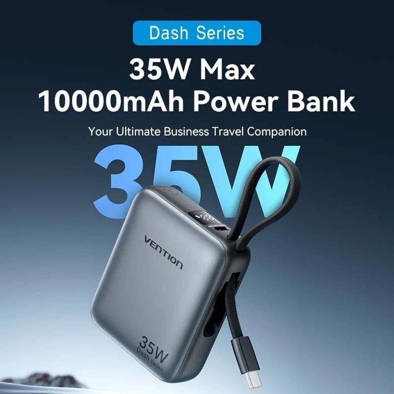 Powerbank 10000mAh Vention FHEH0/ 35W/ Gris/ Incluye Cable USB Tipo-C - Imagen 2