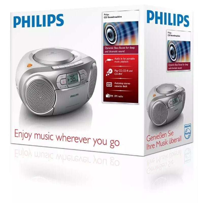 Radio CD Philips AZ127/12/ 2W/ con Cable/ a Pilas/ Gris - Imagen 3