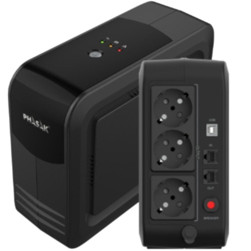 SAI Línea Interactiva Phasak Smart Lite 750 VA/ 750VA-450W/ 3 Salidas/ Formato Torre - Imagen 4